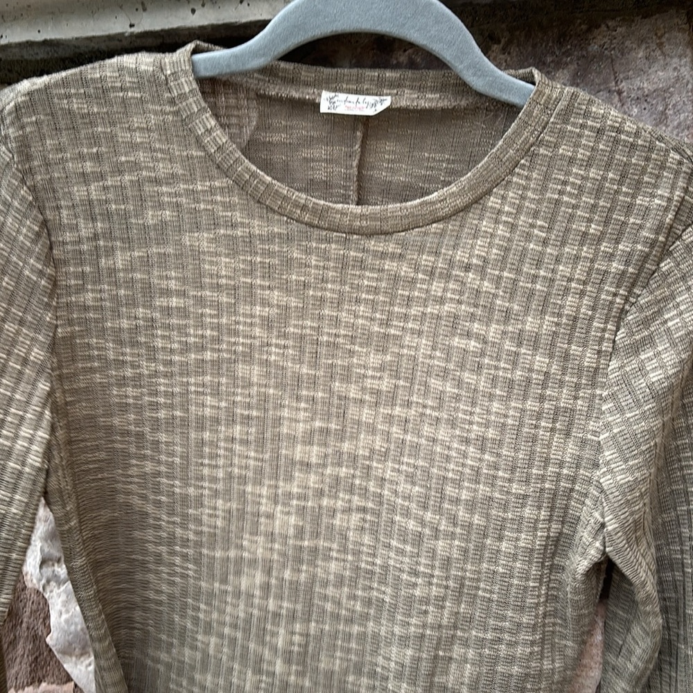 Intimately Free People Long Sleeve Top Olive Green Small Ribbed Casual - Picture 2 of 6